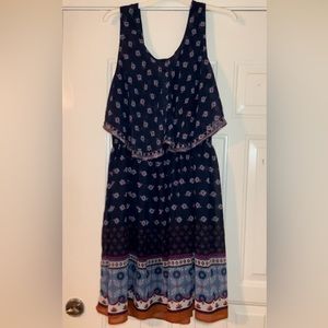 American Rag Women 1X Blue Boho Floral